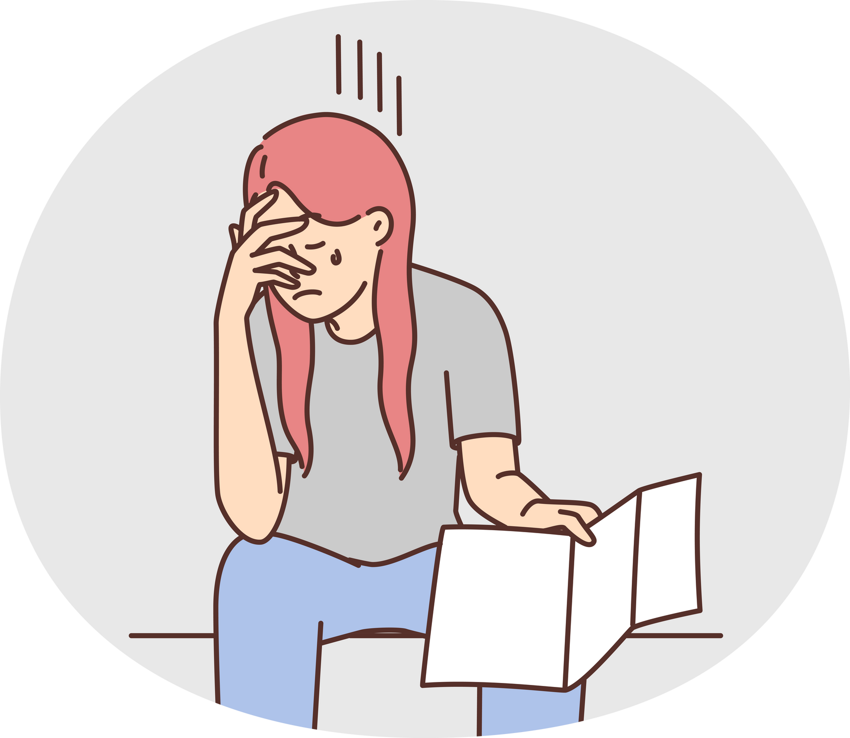 Distressed young woman cry reading bad news in letter. Unhappy female depressed with negative message or dismissal notice.